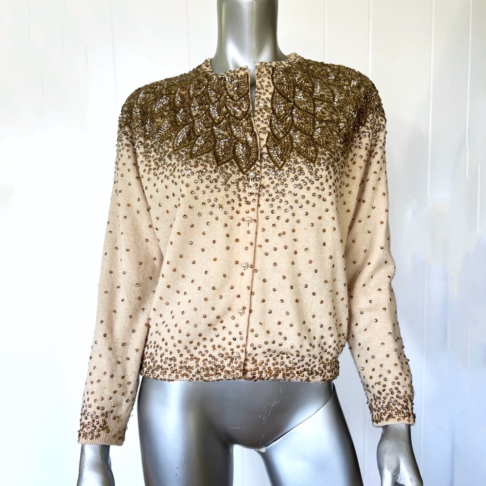 VINTAGE 1950’s SEQUINED CARDIGAN Bust 42